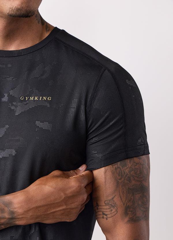 Gym King Debossed Camo Tee Black/Gold