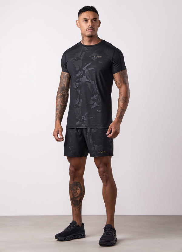 Gym King Debossed Camo Tee Black/Gold