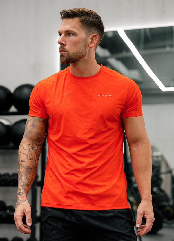 Gym King Debossed Camo Tee Flame Orange