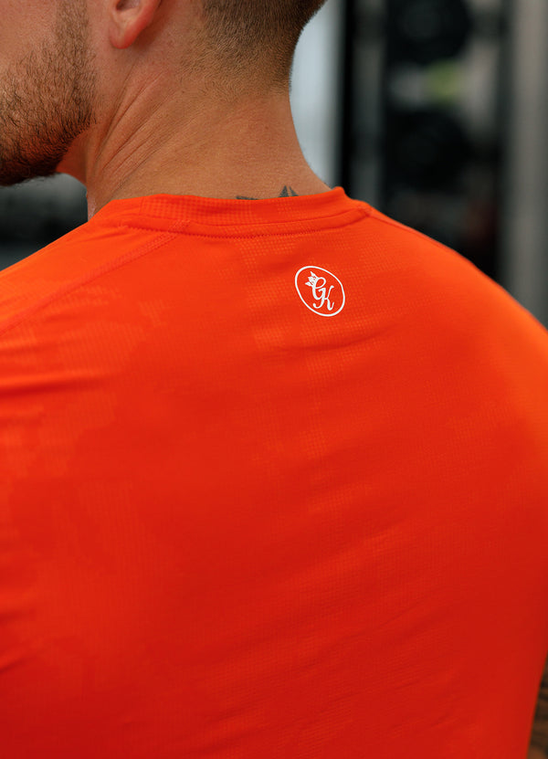 gym king Debossed Camo Tee Flame Orange