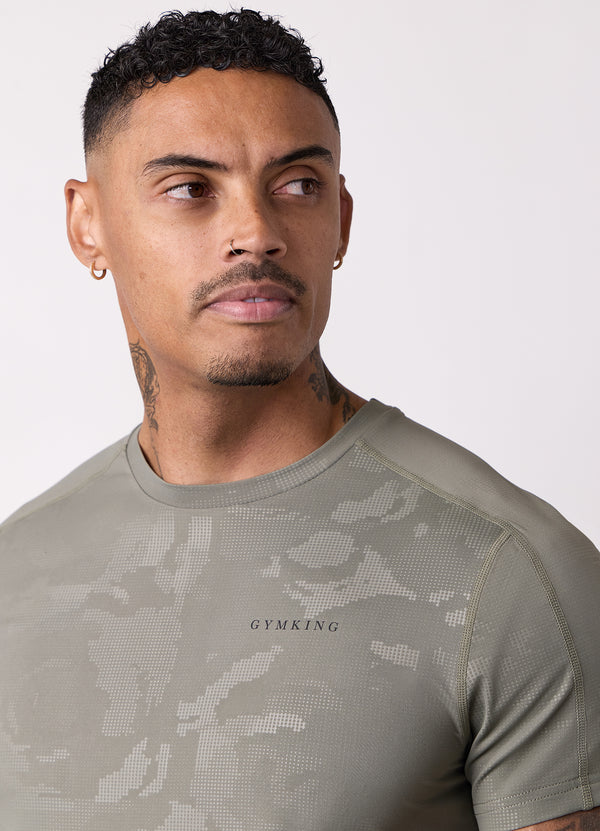 Gym King Debossed Camo Tee Olive
