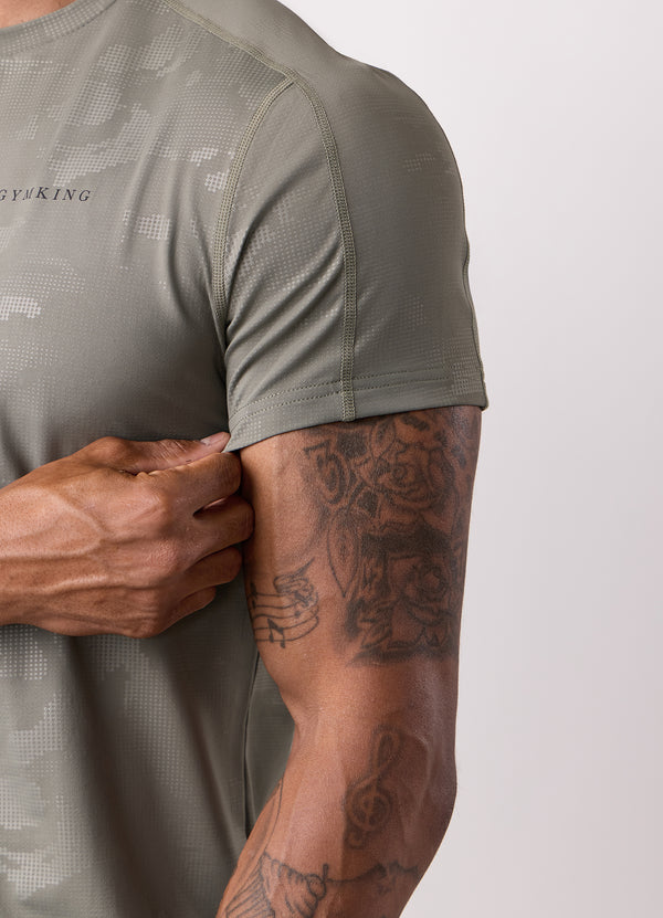 Gym King Debossed Camo Tee Olive