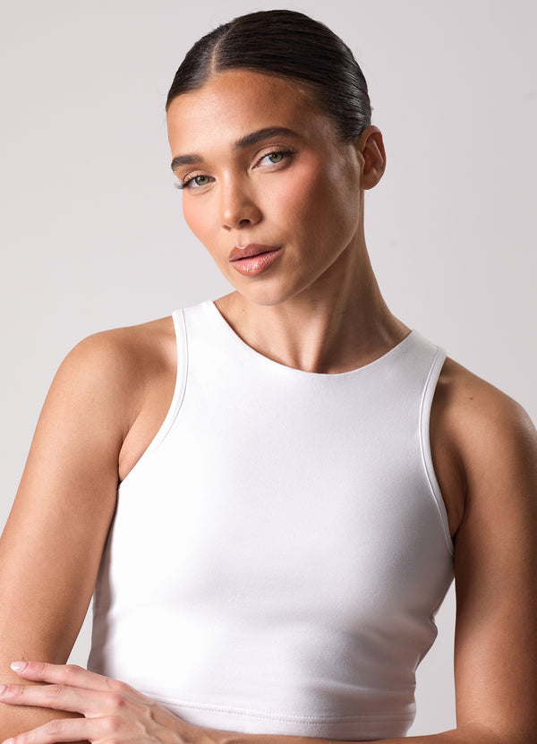 Gym King Define Open Back Vest White
