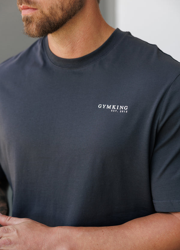 Gym King Established Regular Fit Tee Pewter/White
