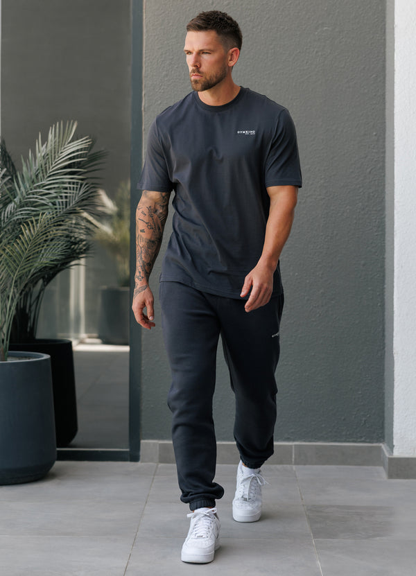 Gym King Established Regular Fit Tee Pewter/White