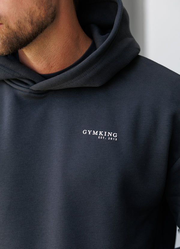 Gym King Established Relaxed Fit Hood Pewter/White