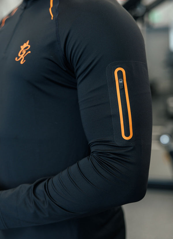 Gym King Flex 2.0 1/4 Zip Funnel Black/Amber