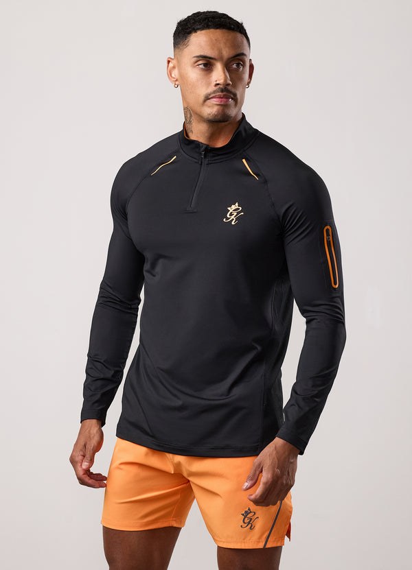 Gym King Flex 2.0 1/4 Zip Funnel Black/Amber