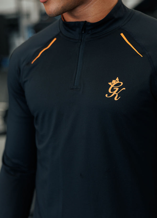 gym king Flex 2.0 1/4 Zip Funnel Black/Amber