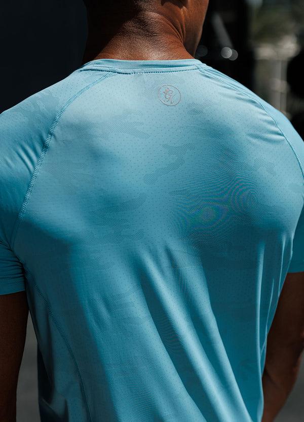 Gym King Focus Camo Knit Tee Aquatic Blue