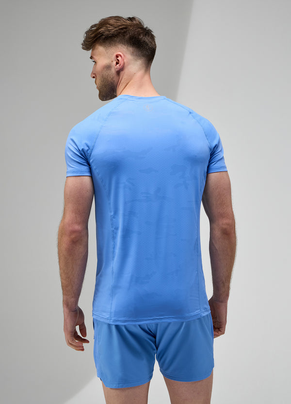 Gym King Focus Camo Knit Tee Blue Iris