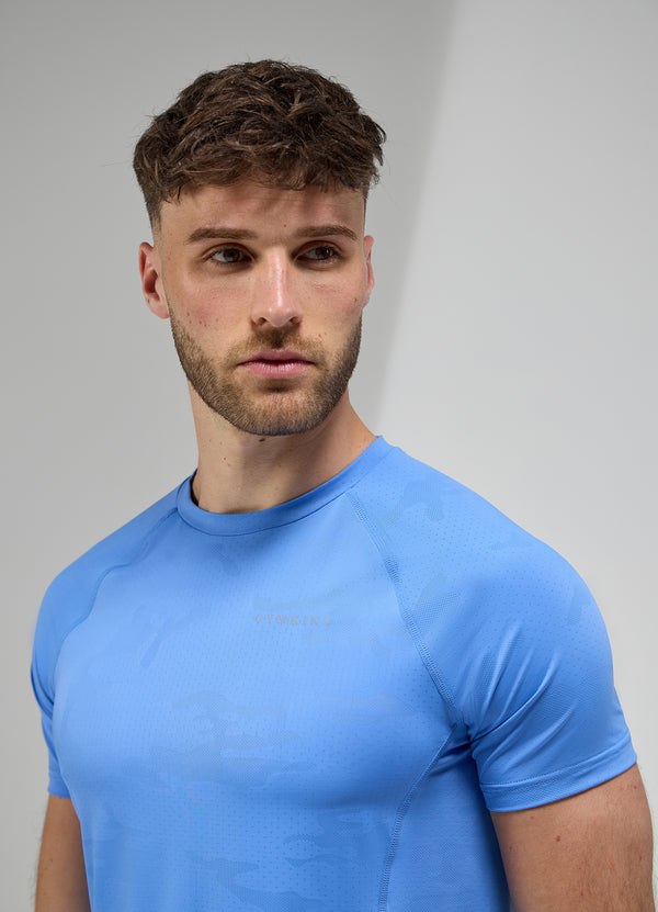 Gym King Focus Camo Knit Tee Blue Iris