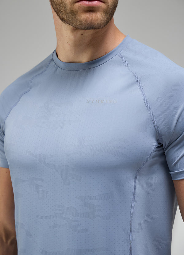 Gym King Focus Camo Knit Tee Dusk Blue