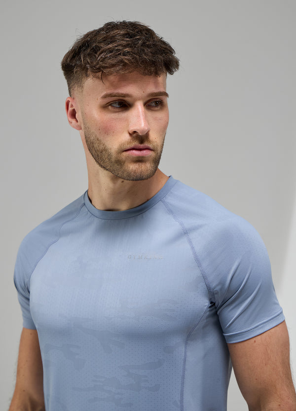 gym king Focus Camo Knit Tee Dusk Blue