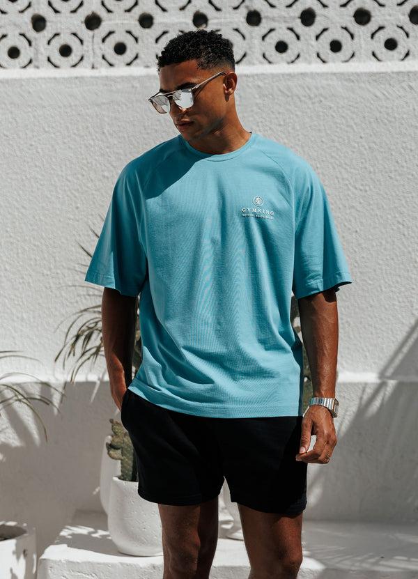 gym king Focus Relaxed Fit Tee Aquatic Blue