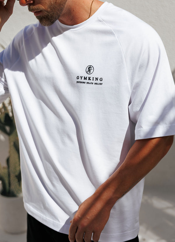 Gym King Focus Relaxed Fit Tee White
