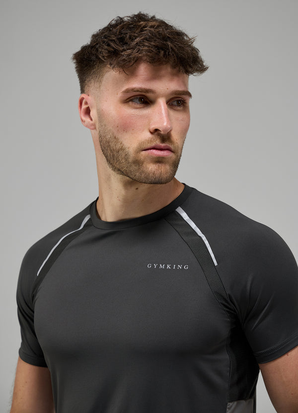 Gym King Focus Woven Tee Black / Twilight Grey