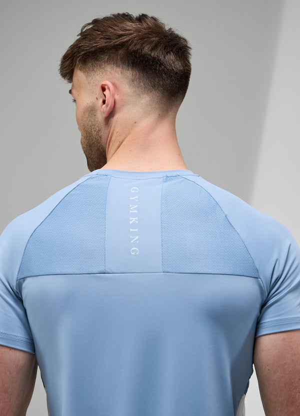 Gym King Focus Woven Tee Dusk Blue/White