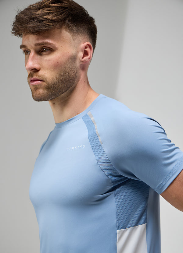 Gym King Focus Woven Tee Dusk Blue/White