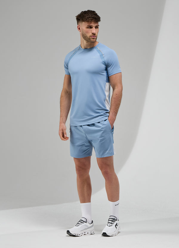 Gym King Focus Woven Tee Dusk Blue/White