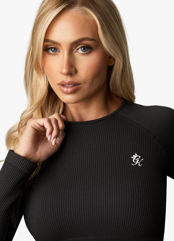Gym King Formation Rib LS Crop Dark Pewter