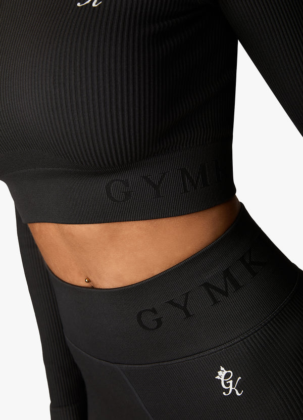 Gym King Formation Rib LS Crop Dark Pewter