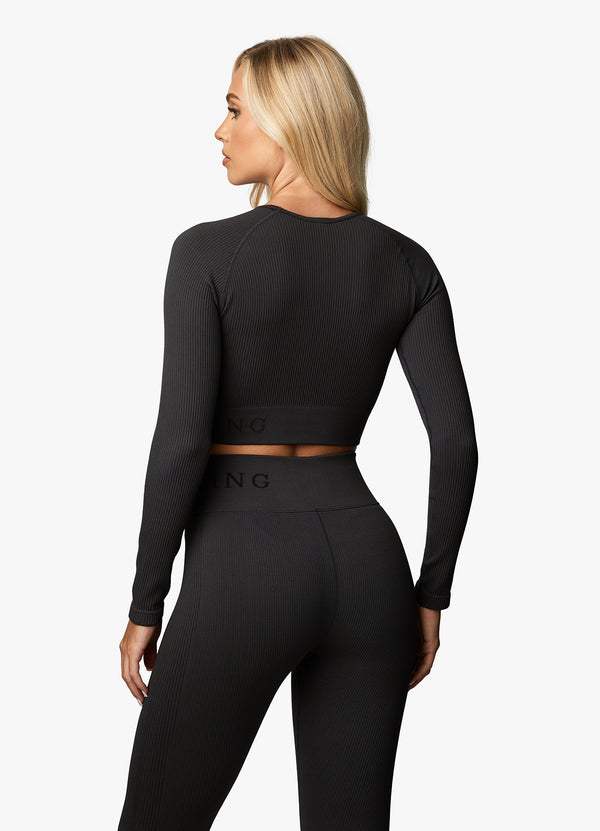 gym king Formation Rib LS Crop Dark Pewter