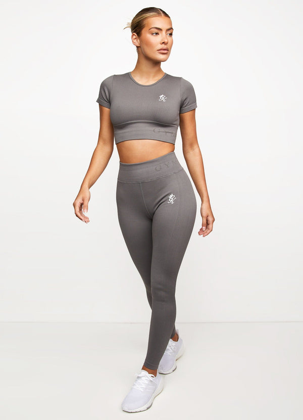 Gym King Formation Seamless Rib Ss Top Gunmetal