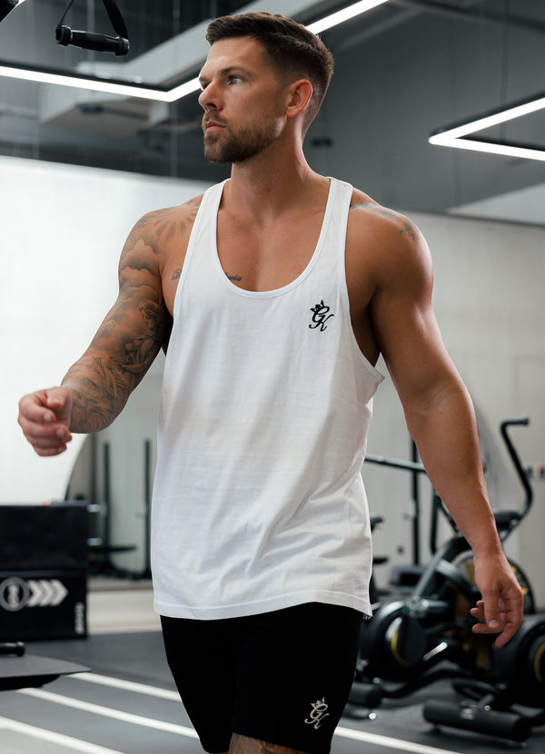 Gym King Fundamental Stringer Jersey Vest White