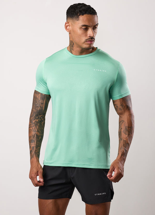 Gym King Geometric Knit Tee Apple Green