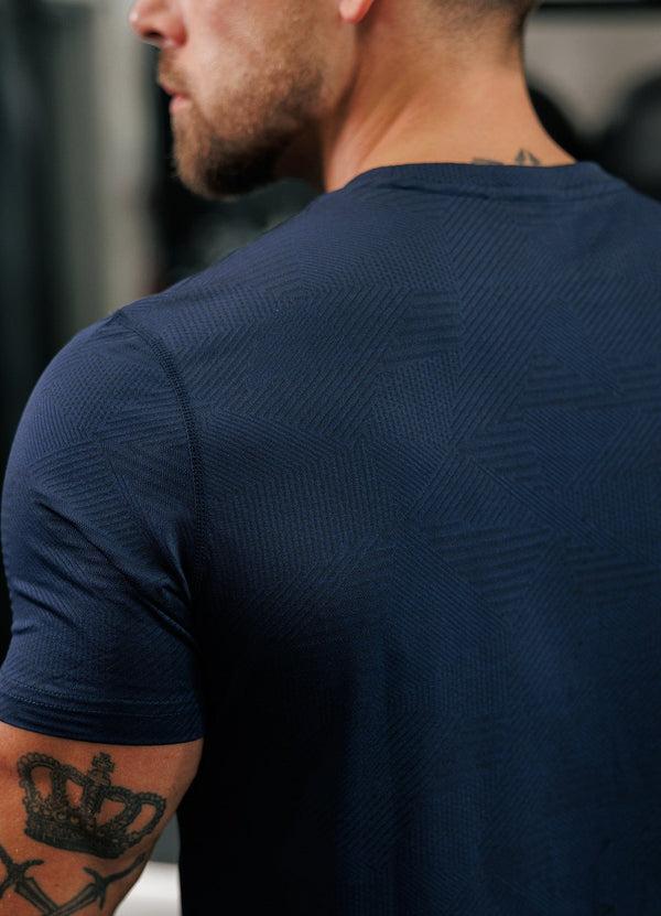 Gym King Geometric Knit Tee Navy