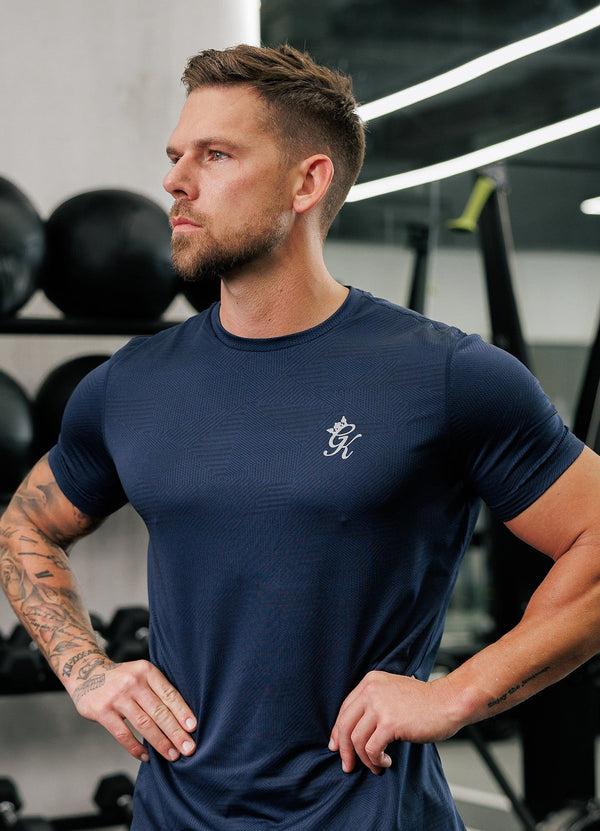 Gym King Geometric Knit Tee Navy