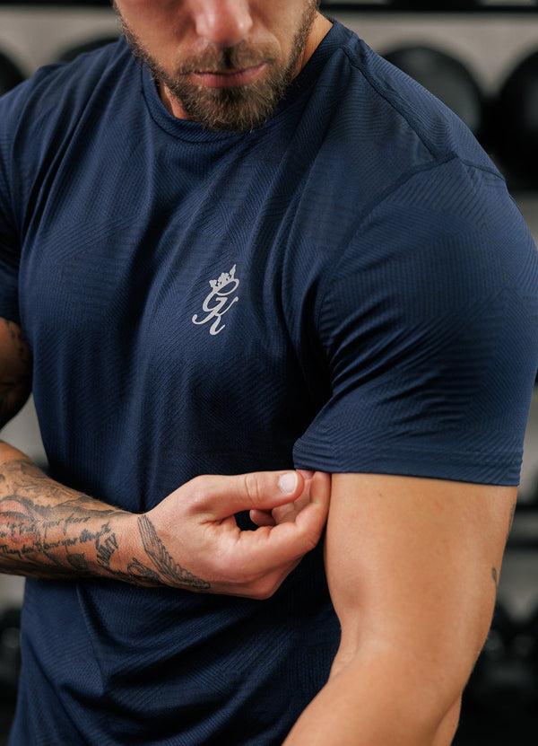 gym king Geometric Knit Tee Navy