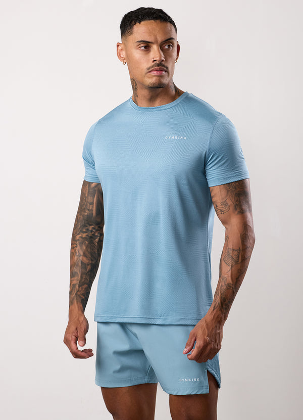 Gym King Geometric Knit Tee Sea Mist