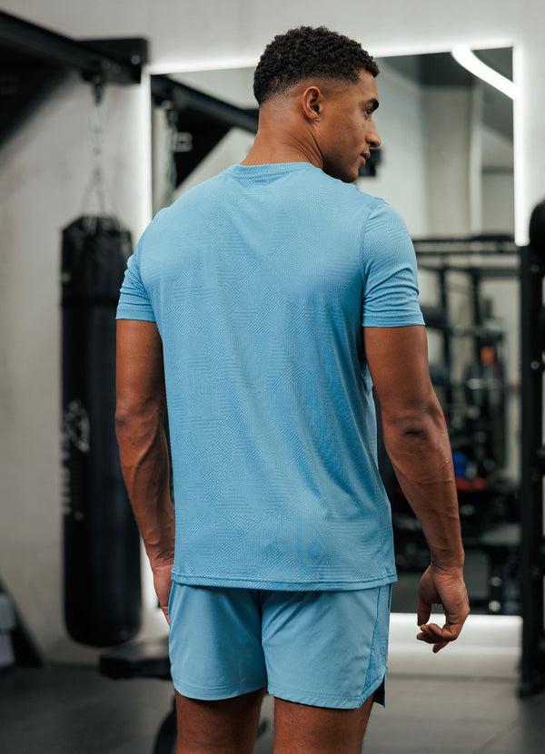 gym king Geometric Knit Tee Sea Mist