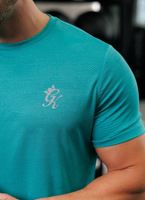 Gym King Geometric Knit Tee Ultra Marine Green