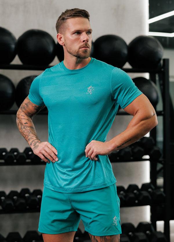 Gym King Geometric Knit Tee Ultra Marine Green