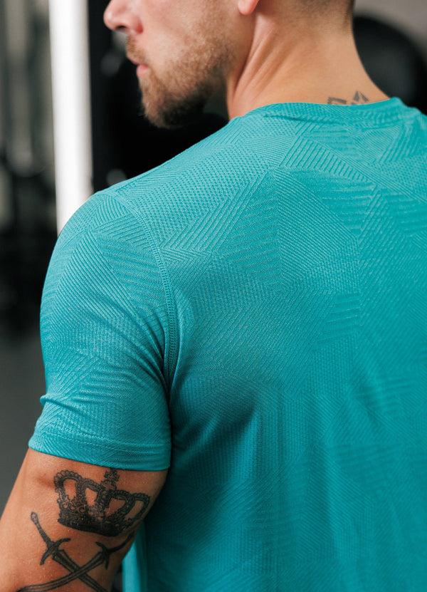 gym king Geometric Knit Tee Ultra Marine Green