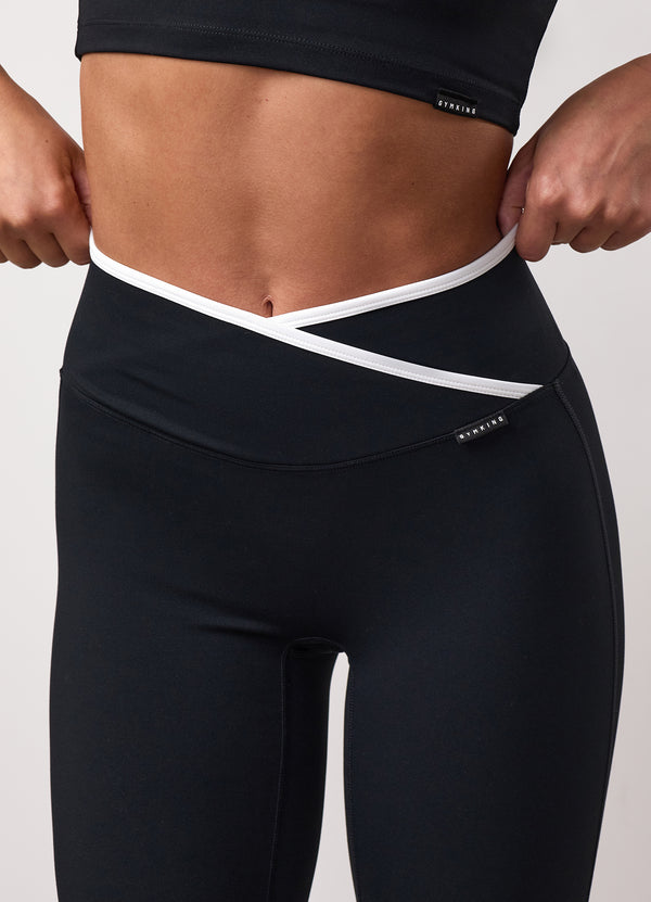 Gym King GKW Wrap Over Contrast Yoga Pant Black
