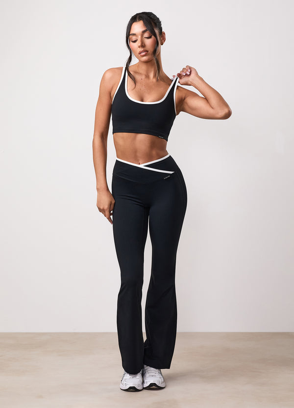 Gym King GKW Wrap Over Contrast Yoga Pant Black