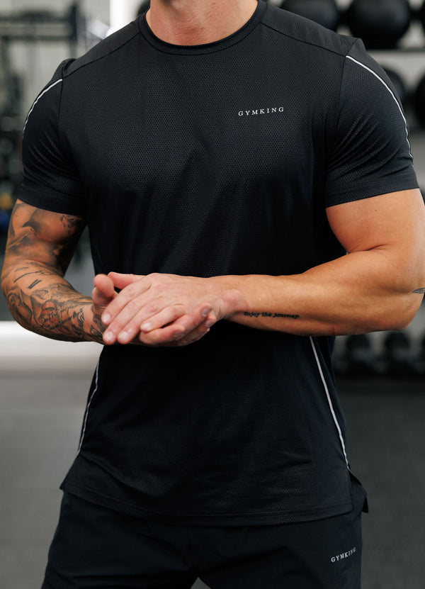 Gym King Hex All Over Print Tee Black/Fossil Grey