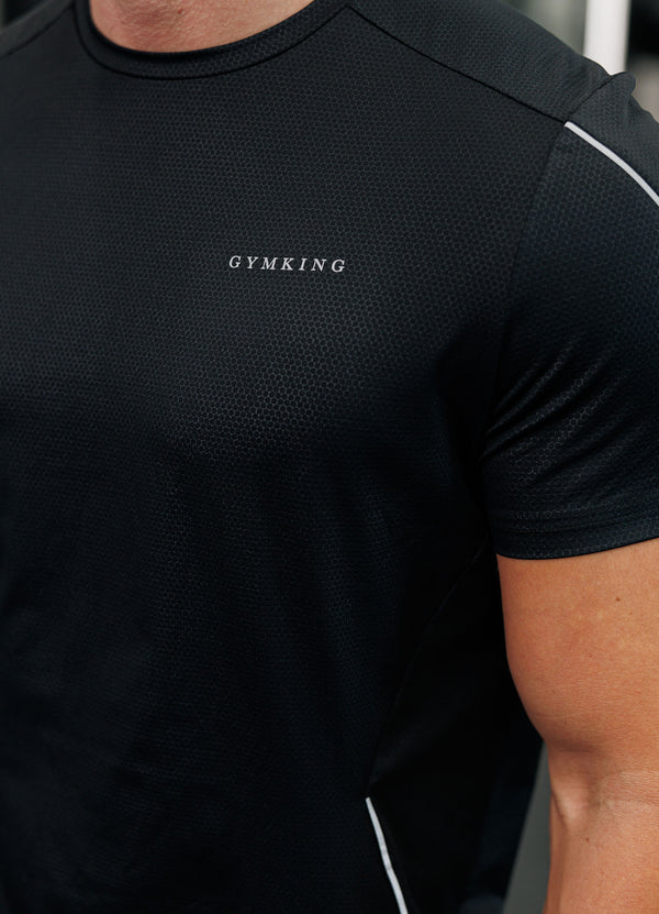 Gym King Hex All Over Print Tee Black/Fossil Grey