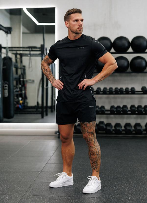 Gym King Hex All Over Print Tee Black/Fossil Grey