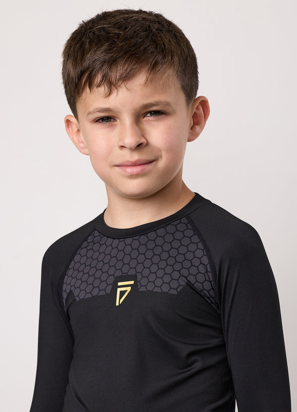 Gym King Kids Combat Long Sleeve Rash Guard Black