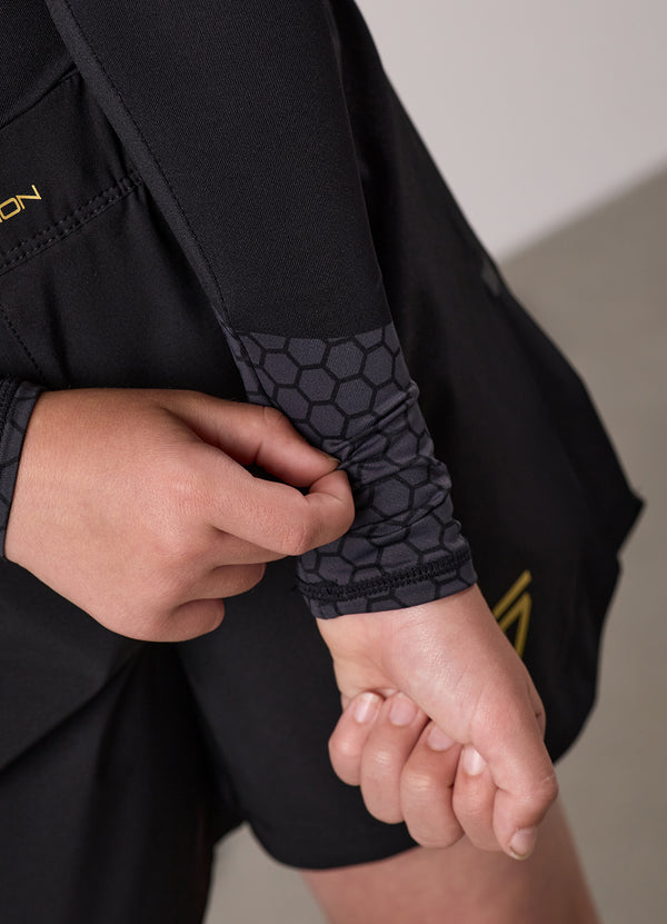 Gym King Kids Combat Long Sleeve Rash Guard Black