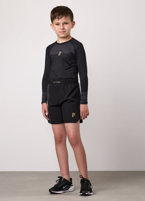 Gym King Kids Combat Long Sleeve Rash Guard Black
