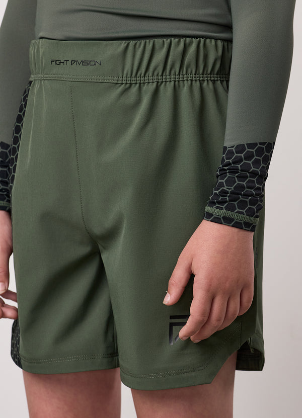 Gym King Kids Combat Short Deep Olive