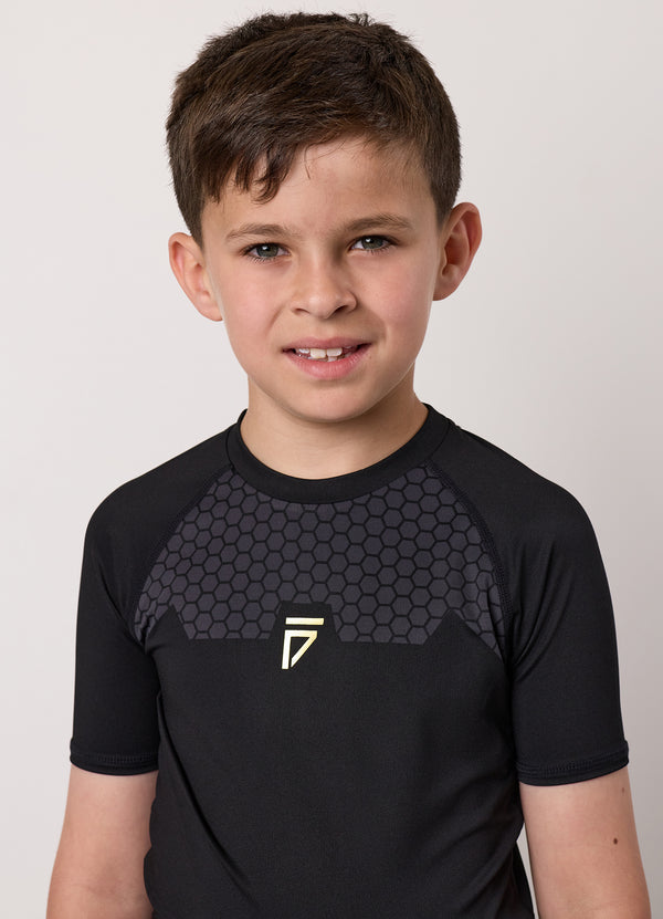 Gym King Kids Combat Short Sleeve Rash Guard Black
