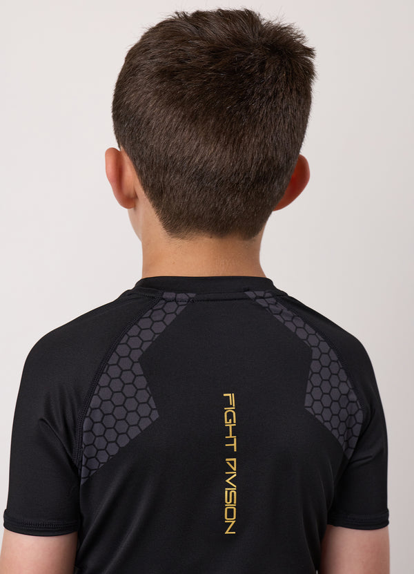 Gym King Kids Combat Short Sleeve Rash Guard Black
