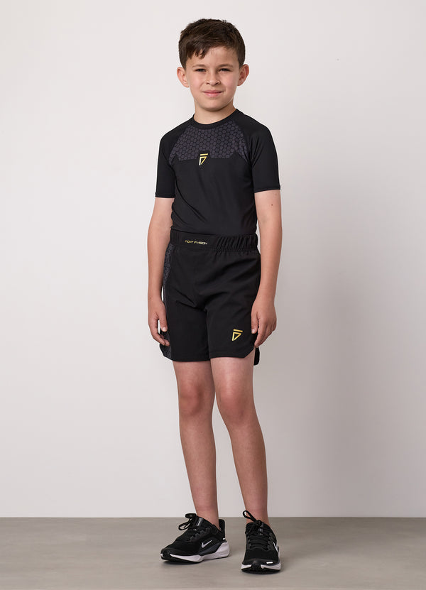 Gym King Kids Combat Short Sleeve Rash Guard Black